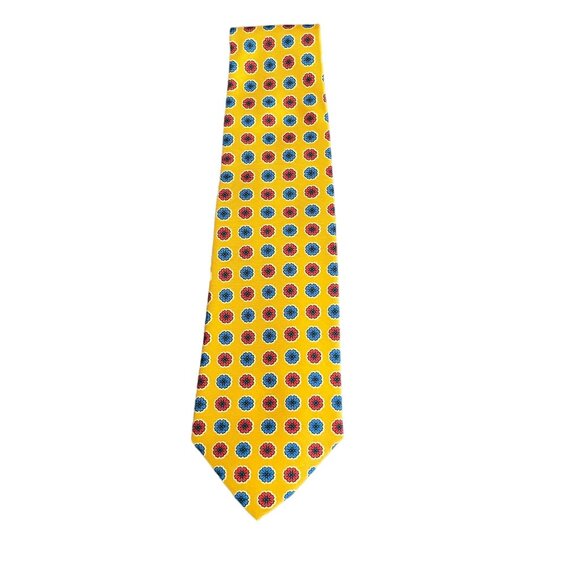 Robert Talbott Yellow/Red/Blue Floral Design Silk Necktie - Picture 1 of 5